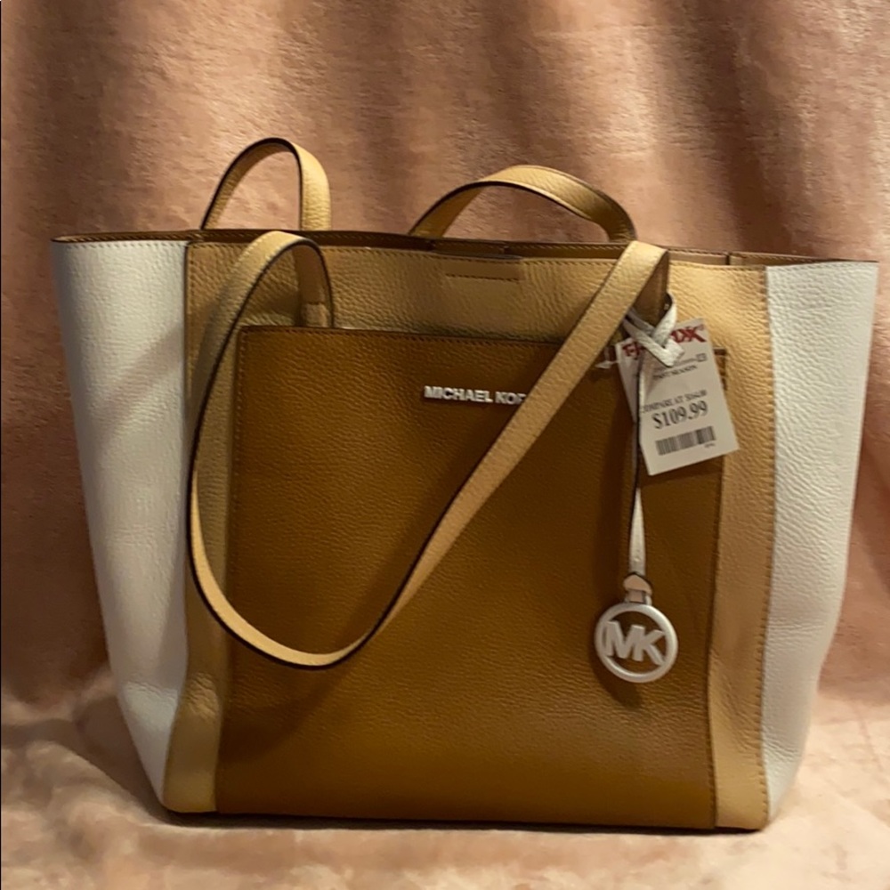 Michael Kors Large Bag in Brown, Tan, and White